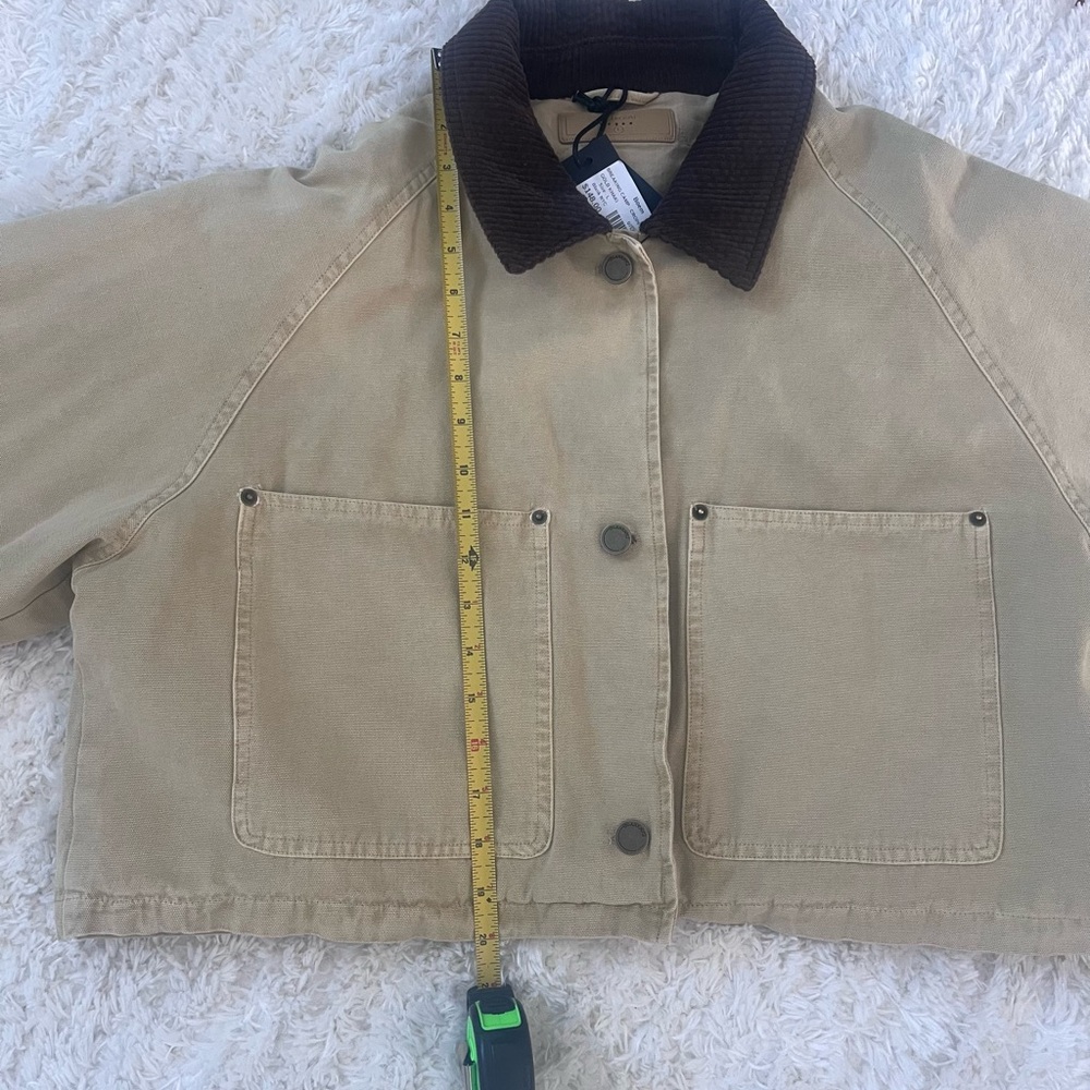 Blank NYC Breaking Camp Beige Cropped Jacket with Brown Corduroy Collar (NWT) - Picture 12 of 16
